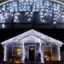 Led Christmas Lights Outdoor Christmas Decorations Hanging Light 400LED 8 Modes 75 Drops, Waterproof Outdoor Indoor Fairy Christmas Lights for Party, Holiday, Wedding, Eaves Decorations (Cool White)