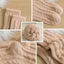 Womens Cozy Crew Socks Soft Winter Sleeping Christmas Fuzzy Ankle Socks 3 Pairs Size 5-10 (Solid Color D)