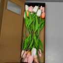 BLISOUL Real Touch Artificial Tulips, 20pcs Fake Tulip Flowers Stem, PU Faux Tulips 13.5” for Mother's Day, Home Decor, Wedding, Easter Valentine's Gift, Table Centerpieces, Pink Series and White