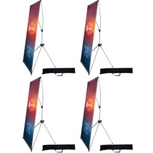 USCNC X Banner Stand Adjustable Fit Banner 23 x 63 to 32 x 78 Inch(STAND ONLY), Portable Travel Bag,Suitable for advertising, stores, exhibitions, restaurants, events, birthday parties, and other occasions (4 Pack)