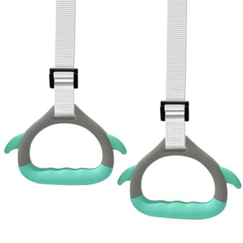 kechery Gymnastics Rings for Kid's Home Exercise, Pull up Rings with Adjustable Straps Load Bearing 800lb, Indoor Gym Anti -Slip Surface Design Rings(Green)