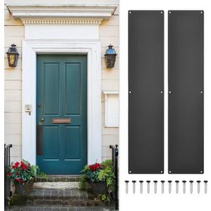 uxcell 2pcs Door Push Plate, 3.3 x 15 Inches Aluminum Push Door Kick Plate, 1.5mm (1/16 Inch) Thickness, for Exterior Front or Back Door, Black