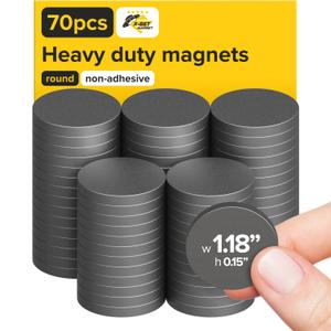 X-bet MAGNET Heavy Duty Magnets for Crafts - Ultra Strong Round Magnets for DIY, Home Space Organization & Decoration - Perfect Size for Whiteboard & Fridge (70 pcs, 1.2x0.15)