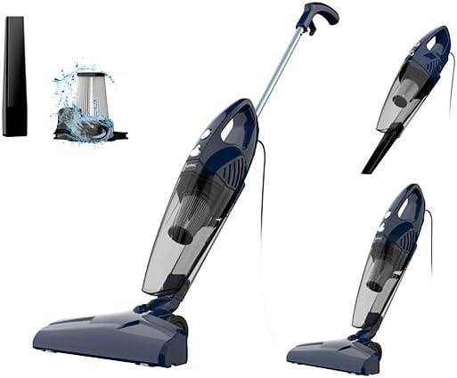 Corded vacuum cleaners for home, 14KPa Powerful Suction with 600W Motor, Lightweight Stick Vacuum Cleaner, Converts to Handheld with Washable Filter, Vacuum for Pet Hair, Carpet, Hard Floors, offices (Blue)