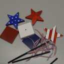4th of July Tiered Tray Decor Wooden Star Set, 3 Pcs Memorial Day Table Decorations, Rustic Patriotic Tabletop Home Decor, Red White and Blue Decorations for Home (Shiny)