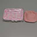 ACRNIGHEET Pink Bow Patch Clear Makeup Bag with Cute Emergency Period Bag, Clear Cosmetic Pouch PVC Organizer Purse, Portable Waterproof Toiletry Pouches for Women Travel Storage Valentine's Day Gift