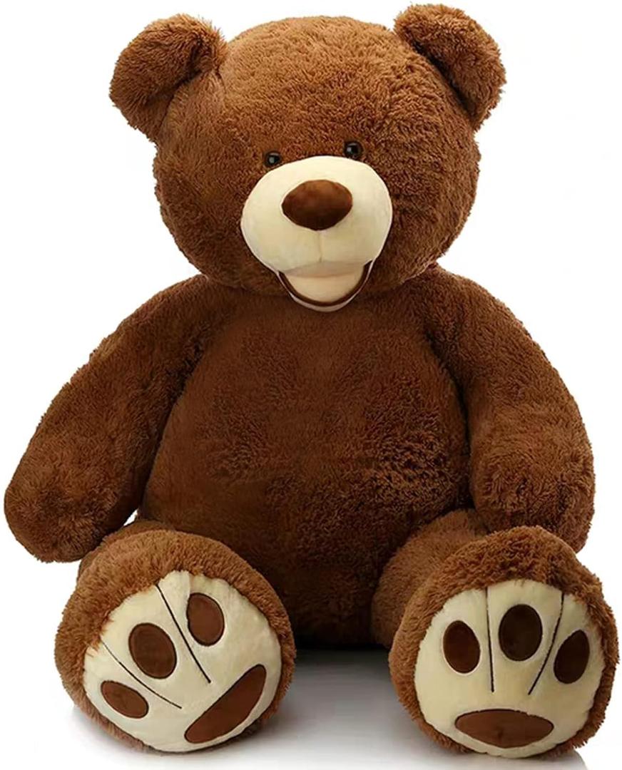 MorisMos Giant Teddy Bear, 39inch Large Stuffed Animals with Big Footprints Plush Stuffed Bears Gift for Kids, Dark Brown