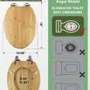 Angol Shiold ELONGATED Bamboo Toilet Seat with Quick Release Soft Close Adjustable Zinc Alloy Strong Hinges, Light, Easy to Install & Clean, Up to 400 lbs (Elongated 18.5", Natural Bamboo)