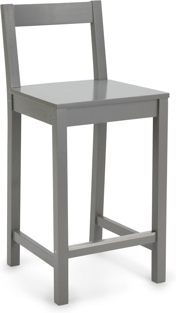 Amazon Basics Wooden Bar Stool with Backrest 24", Grey, 1 Unit, 1 Pack