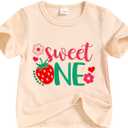 Baby Girl 1st Birthday Shirt,First Birthday Outfit Girl - One Year Old Short Sleeve Tee (Beige)