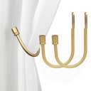 Dark Gold Curtain Holdbacks, Solid Steel Drapery Tiebacks, Wall Mounted Window Drape Hooks, Set of 2