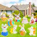 9 Pack Easter Yard Sign Outdoor Decorations, Waterproof Bunny Easter Sign, Decorations for Lawn Yard Garden