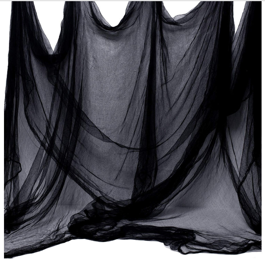 AOYOO Black Creepy Cloth 8.75 Yards x 85" with Fabric Scary Spooky Gauze Halloween Decorations for Haunted House Horror Decor Home Yard Indoor Outdoor Office Wall Vampire Zombie Theme Party Supply