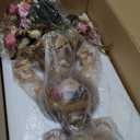 Artificial Vintage Flower Arrangement Vase Set European Golden Resin Vase Fake Flower Decor Wedding Party (Brown)