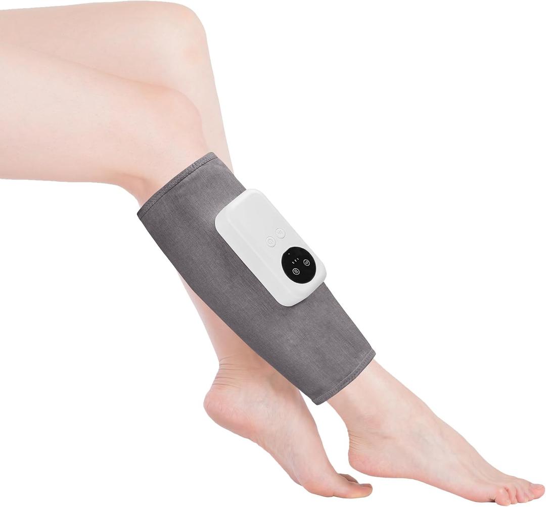 Air Compression Leg Massager, Cordless Calf Massager with Heat, Air Compression Leg Massage for Circulation and Pain Relief, Gifts for Dad Mom Men Women, Gray (Single)