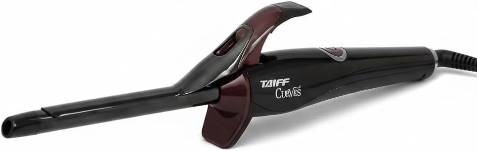 TAIFF Curves Professional Black Titanium Curling Iron  High-Performance Hair Curler & Rizadora para Cabello with Dual Voltage | Fixed Temperature 410F | 1/2