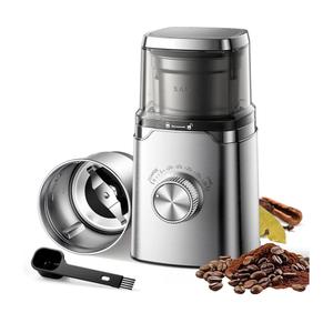 SHARDOR Electric Blade Coffee Grinder, Timed Grind Control Rotary Knob, All-stainless steel shell,Adjustable,for Coffee Beans, Spices & Herbs, with 1 Removable Stainless Steel Bowl,Sliver