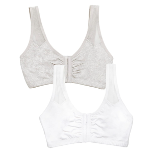 Fruit of the Loom Women's Comfort Front Close Sport Bra with Mesh Straps, Size 34