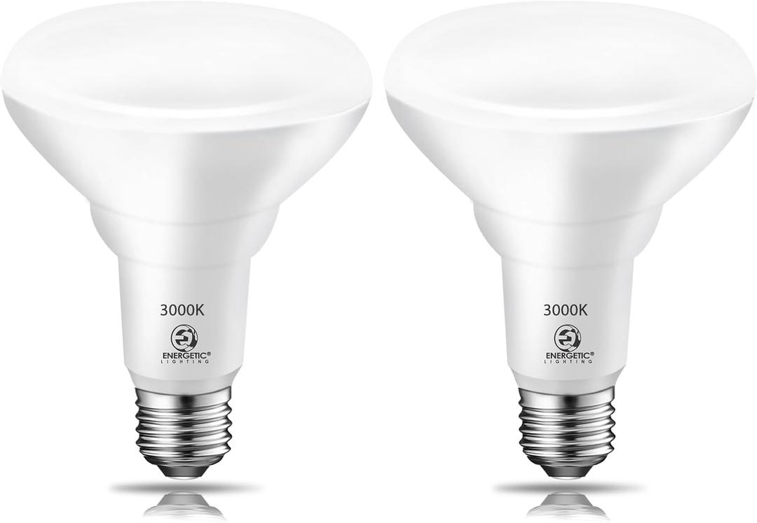 Energetic 2 Pack 75W BR30 LED Recessed Light Bulb, Dimmable, 900 Lumens, Warm White 3000K, E26 Base, Indoor LED Flood Light Bulb for 5/6 Inches Cans