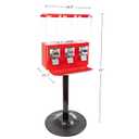 Gumball Machine - Triple Candy Machine Dispenser for Gumballs, Capsules, and Candy - Vending Machines for Business by Great Northern Popcorn (Red), Large