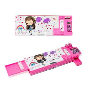 Pop Up Multifunction Pencil Case for Girls, Cute Cartoon Pen Box, Stationery Organizer with Calculator, Sharpener and Schedule, Cute School Supplies Pencil Box, Best Gift Birthday Present for Kids, Set of 2