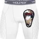 Youper Youth Elite Padded Baseball Sliding Shorts w/ Soft Athletic Cup (White/ Grey, Medium)