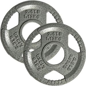 Yes4All Tri-Grip Handles Cast Iron Olympic Weight Plates, 2-Inch Weight Plates for Weight Lifting with Smooth and Durable Finish, Suitable for Strength Training Exercises (Single, Pair and Set)