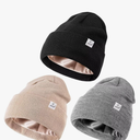 3 Pack Satin Lined Winter Beanie Hats for Women Men,Silk Lined Womens Beanies Knit Soft Warm Cuffed Hat