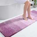 OLANLY Bathroom Runner Rugs Mat 59x20, Extra Soft Absorbent Microfiber Bath Rugs, Rubber Backing, Quick Dry, Long Bath Mats for Bathroom, Tub and Shower, Home Decor Accessories, Pinkish-Purple