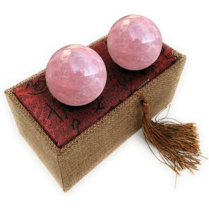1.4" Rose Quartz Baoding Balls Small Pink Crystal Healing Stress Balls, Hand Balls for Hand Therapy, Stress Relief and Fingers and Wrist Exercise Balls with Carry Pouch (Box-Packed) M27