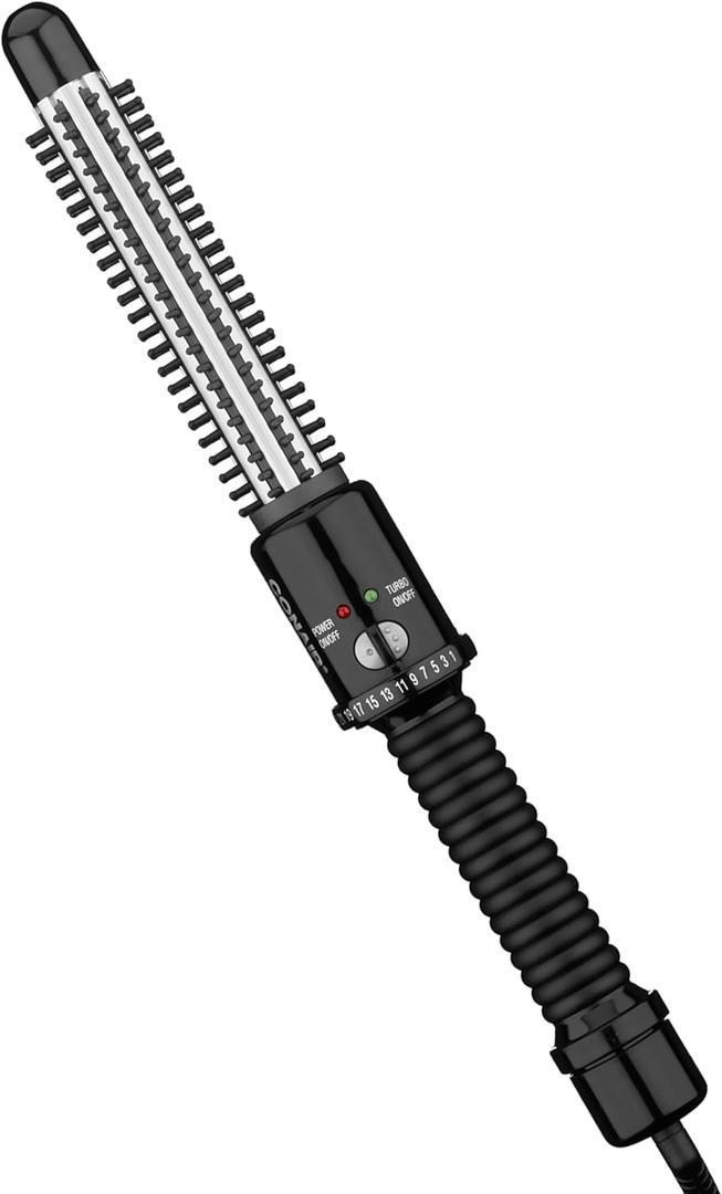 Conair Instant Heat Curling Iron Brush, 3/4-Inch Barrel Curling Brush for Short Hair, 30-Second Heat-Up with 25 Heat Settings for All Hair Types, Black