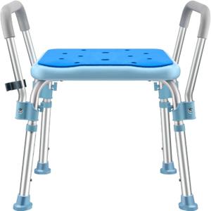 Bath Chair Bench with Arms, Medical Shower Bench Bath Stool Safety Seat for Elderly, Adults, Disabled, Blue Shower Stools (1 Count (Pack of 1))