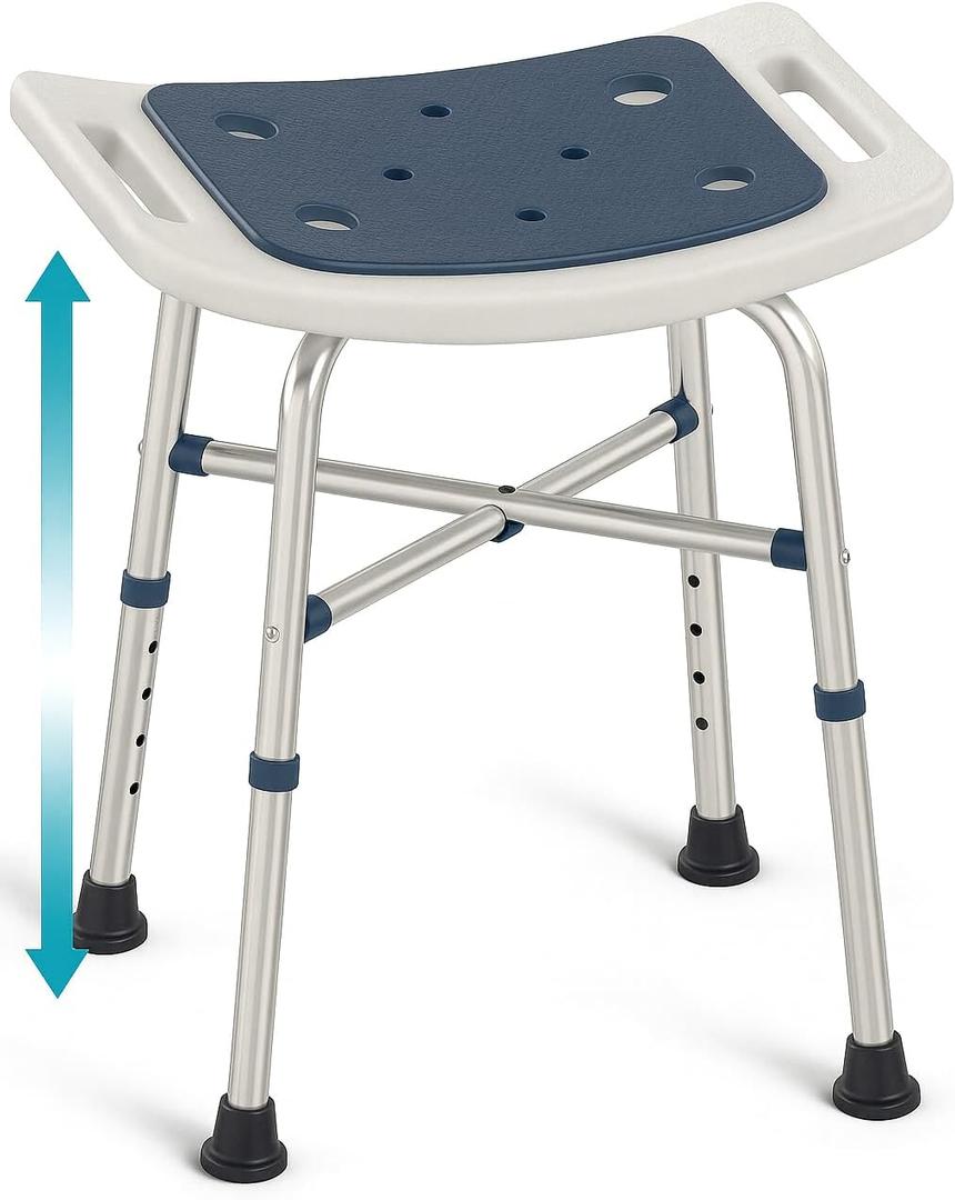 Shower Chair for Inside Shower (350 lb) - Adjustable Height, Padded Seat, Shower Chair for Elderly and Disabled - Shower Chair for Adults, Tub Chairs for Bathtubs - Dark Blue