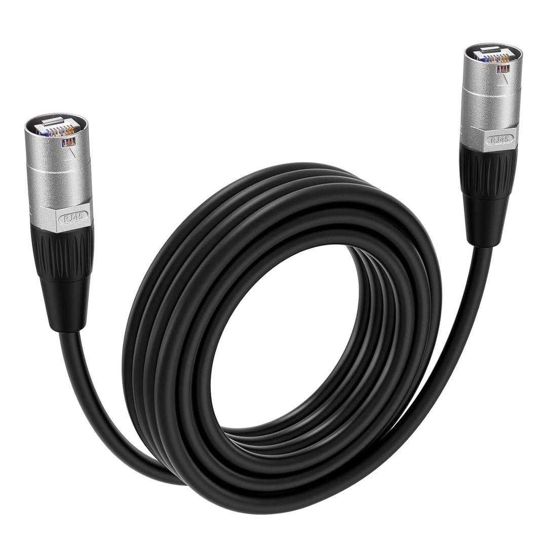 Ethercon Cable, Shielded Cat 5e Ethernet Cable Compatible with EtherCON RJ45 Connectors in Silvery for Professional Audio, Video and Networking Applications (1, 20FT)