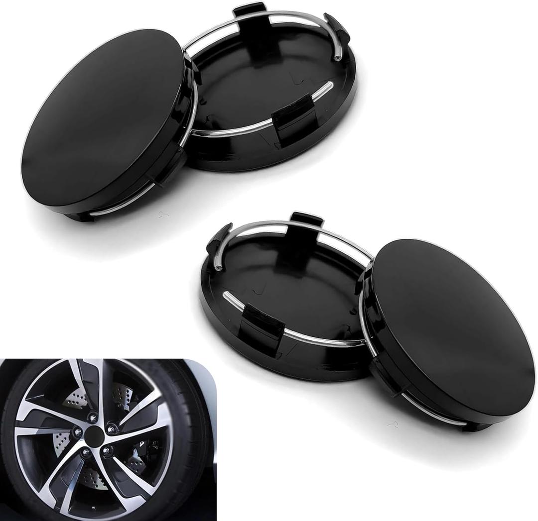 Pack of 4 Car Wheel Center Hub Covers  2.36" OD, 2.2" ID, 0.57" H Snap-on Rim Fastening Covers, Waterproof & Rust-Proof Protection, Universal Fit for Cars (Black)