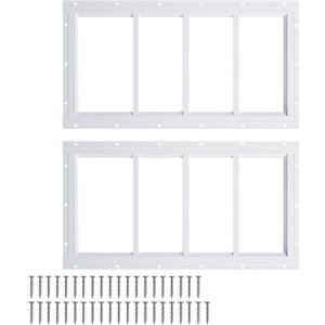 NeatiEase 2 Pack Shed Windows 10"x23", Transom Window Fixed Design with Tempered Glass for Playhouses, Sheds, Garage and Chicken Coops (White)