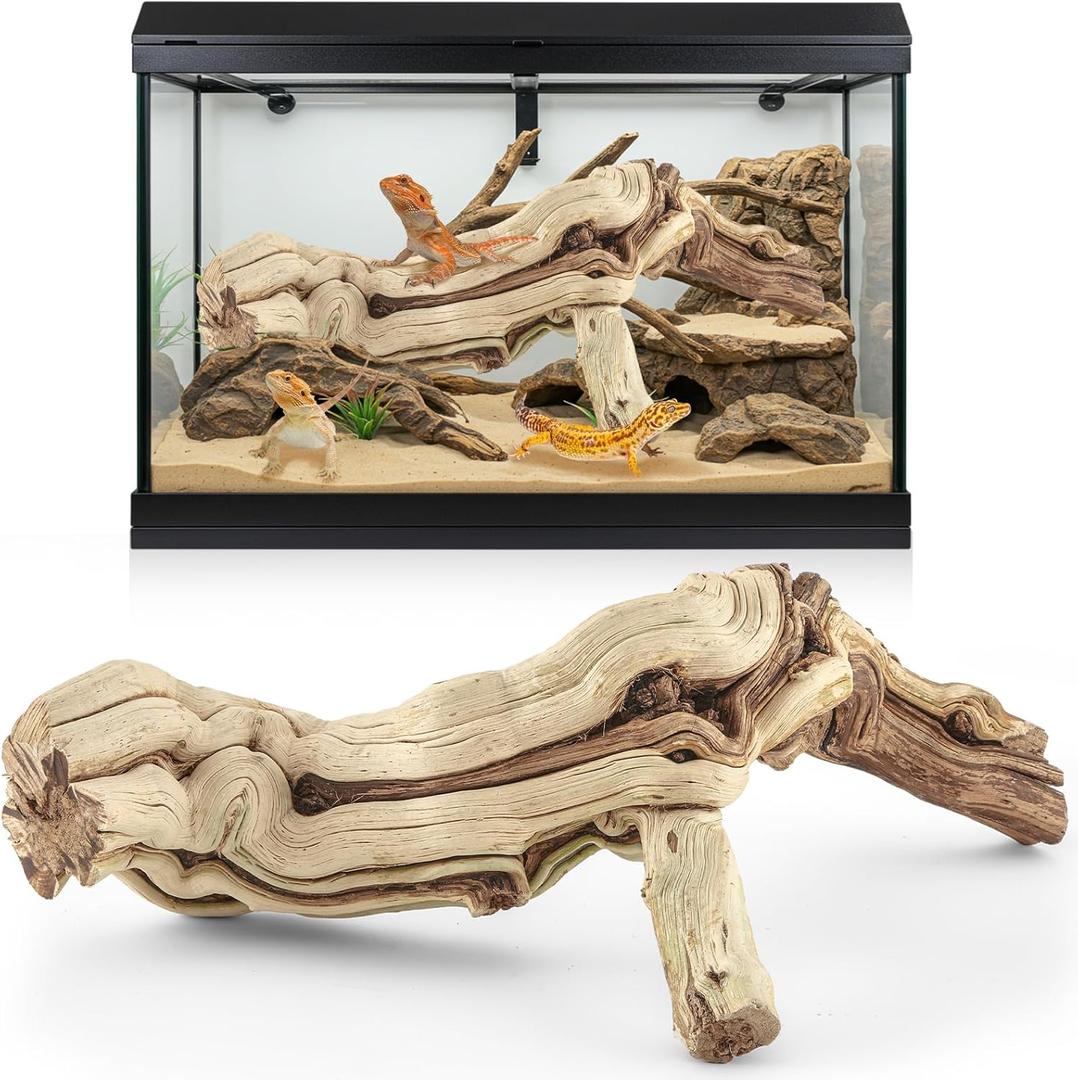 Janinka 14-17" Length Large Wood Reptile Branch for Bearded Dragon Driftwood Reptile Climbing Habitat Decoration for Terrarium Tree Trunk Ornament Gecko Frog Chameleon Spider