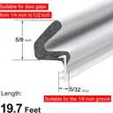 Kerf Weather Stripping for Doors,19.7 Feet Door Weather Stripping Door Seal Strip for Large Gap,Easy Cut to Size and Installation