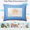 ZPECC Toddler Pillow with Pillowcase - 13x18 Organic Cotton Hypoallergenic Kids Pillow, Baby Essentials for Travel Crib Daycare Stroller (Intended for Age 2 and up) Blue Stripe