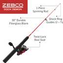Zebco Dock Demon Spinning Reel or Spincast Reel and Fishing Rod Combo, 30-Inch Durable Fiberglass Rod, QuickSet Anti-Reverse Fishing Reel, 10