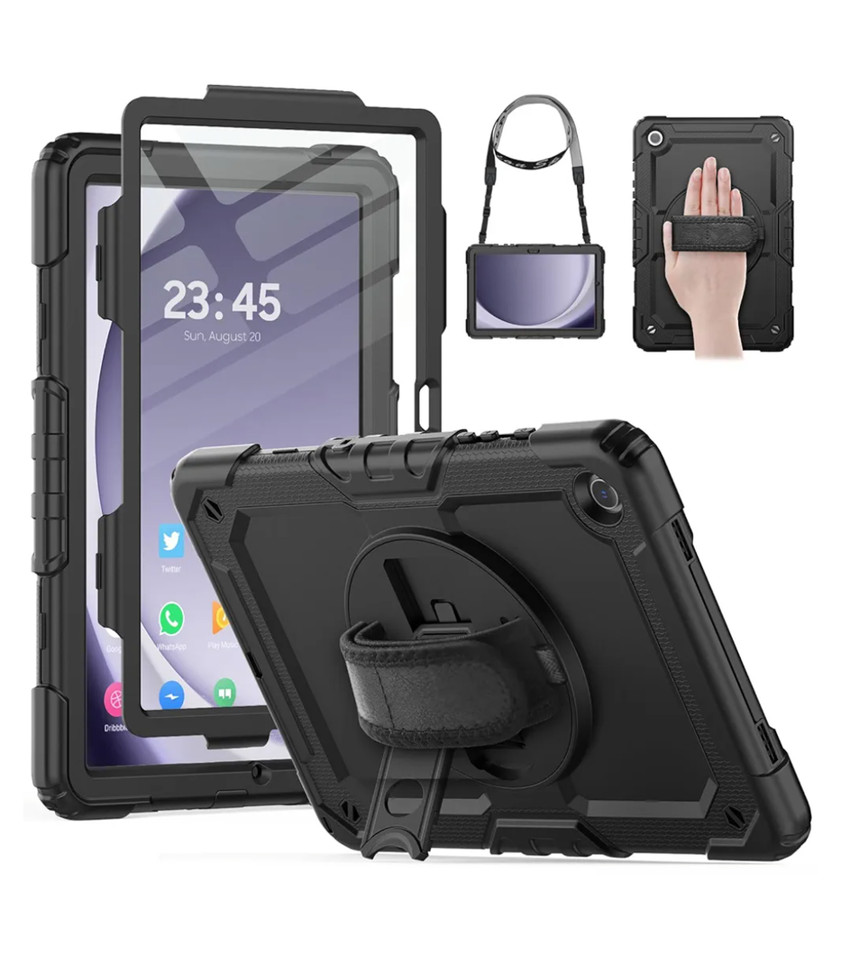 HXCASEAC Case for Samsung Galaxy Tab A9 Not the same Size it's Too Small + Plus 11 Inch, Protective with Screen Protector/Hand Strap/Pen Holder, Sturdy Shockproof for Samsung A9 Plus Tablet Case SM-X210 SM-X216 SM-X218 - Black