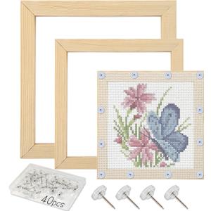 3 Sets Stretcher Bars for Needlework with 40 Tacks for Women's Birthday Gifts,5.9/7.9/9.8inch 3 Sizes 12pcs Wooden Canvas Splicing Stretcher Bars Needlepoint Embroidery Stitch Frame Set for Crafts Art