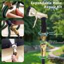 Garden Expandable Hose Repair Kit,Flexible Hose Fittings Brass Faucet Hose Adapter Collapsible Garden Hose End Replacement,3/4 Inch GHT Male and Female Quick Connector Water Hose Extender,1 Set