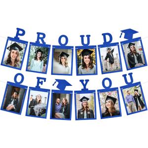 Graduation Decorations 2026 | Felt Blue Graduation Photo Banner 2026 - Large 10 Feet, Felt Proud of You Banner | Graduation 2026 Backdrop | Graduation Picture Display, KatchOn
