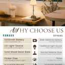 Cordless LED Table Lamp, Dimmable Bedside Lamp with Solid Wood Base Built-in Rechargeable Battery, Patio Wireless Table Lamp, Bedside Night Lamp for Restaurant, Antique Brass, MT2316 (Gold)