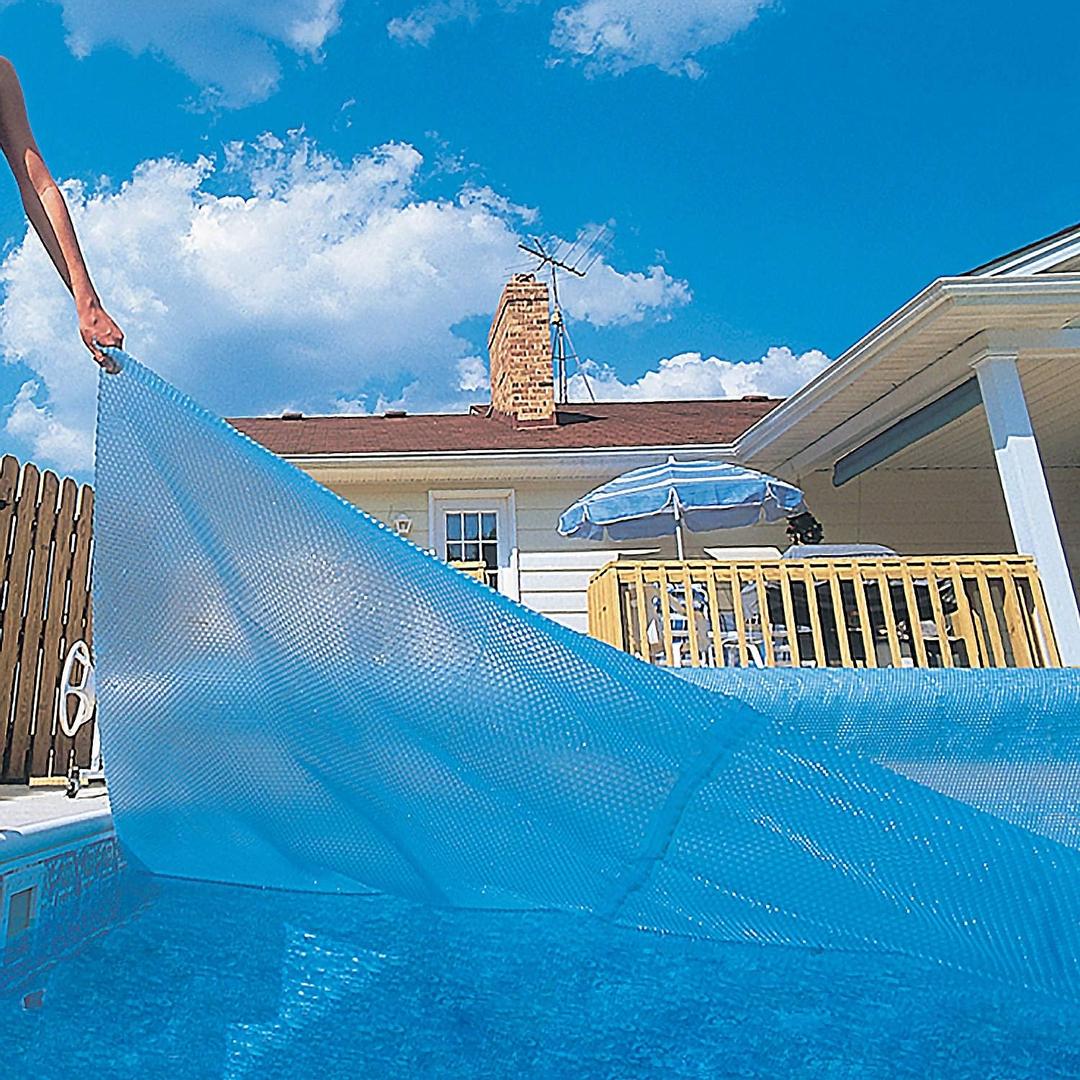Blue Wave 16-ft x 32-ft Rectangular Pool Solar Blanket - 12-mil Solar Pool Cover with Thermal Bubbles to Retain Heat and Reduce Evaporation  Fade Resistant Pool Solar Cover for Inground Pool - Blue