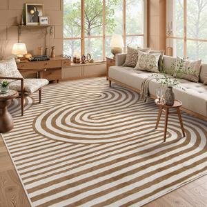 Lahome Modern Washable Rugs 8x10,Machine Washable Bedroom Rug Kids Rugs for Playroom Non Slip Soft, Play Room Backing Accent Ultra-Thin Carpet for Nursery Dining Room Classroom8'X10',Khaki