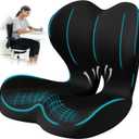 Seat Cushion for Office Chair and Car, Lumbar Support Pillow for Office Chair, Memory Foam Ergonomic Seat Cushion for Long Sitting, Back & Tailbone Pain, Sciatica - Black