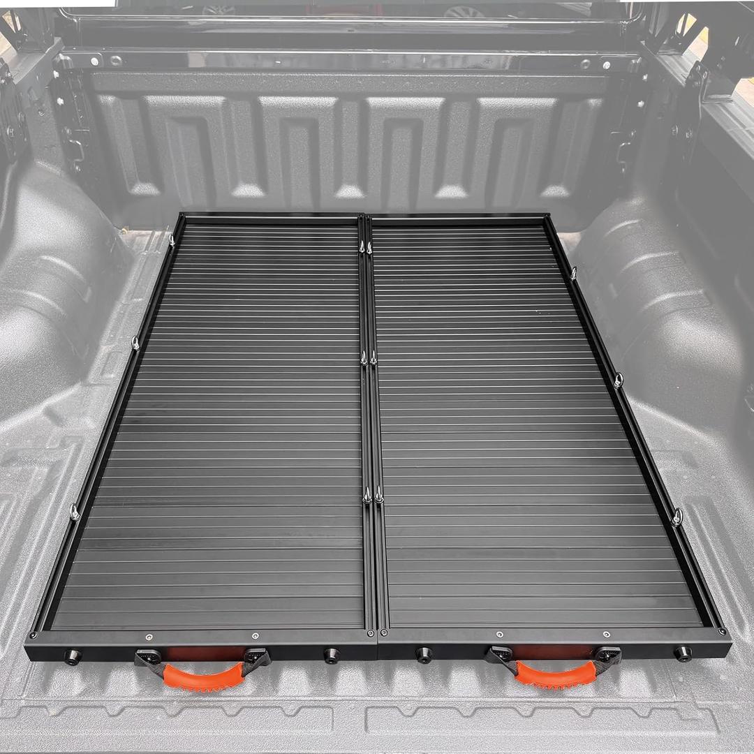 Aluminum Wheel-Rolling Slide-Out Truck Bed Storage Tray (2-Pack) – 400LBS Load Capacity, No-Drill Installation, Fit Mid-Size Bed Organizer for 5' & Shorter Beds (56.5" D x 42" W （inch）)