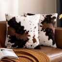 Woaboy Pack of 2 Luxury Faux Fur Throw Pillow Covers Cowhide Decorative Soft Fluffy Plush Couch Throws Brindle Cushion Covers for Couch Living Room Sofa Bedroom 20x20 Inch (20" x 20" (Pack of 2))